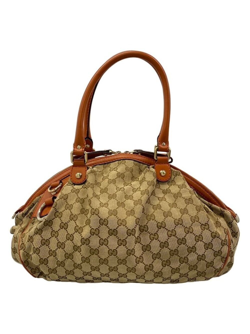 Gucci Handbag Sukey Beige Dark Brown Leather